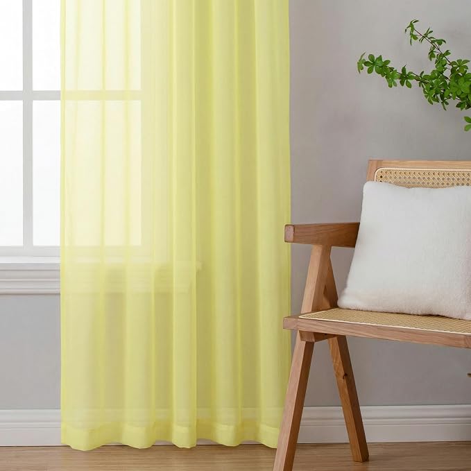 Sheer Curtains 72 Inches Long 2 Panels Set, Modern Light Filtering Sheer - Image 6