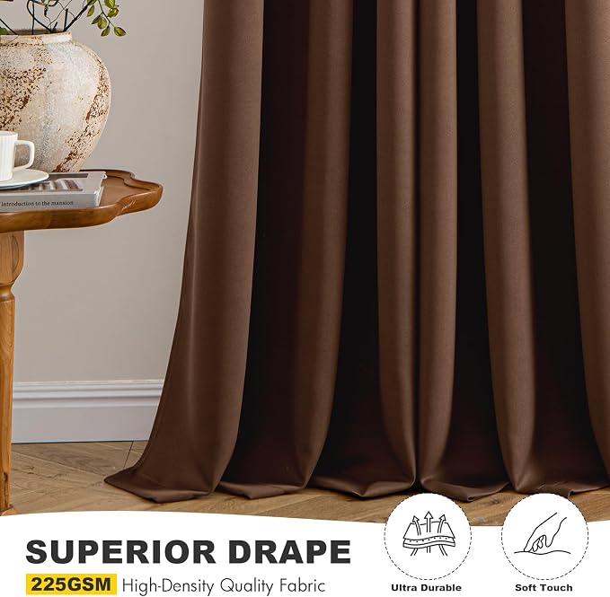 MIULEE Blackout Curtains for Bedroom 2 Panels 40 x 63 Inch Long Mocha Brown | - Image 5
