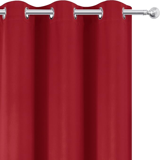 Blackout Curtains 52 x 95 inch/Bright Red Curtains Set of 2 Panels/Thermal - Image 7