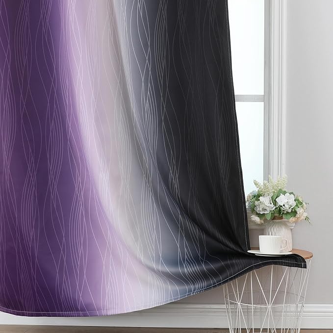 Estelar Textiler Purple and Black Blackout Curtains - Image 6