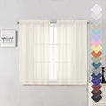 Lecloud Ivory Sheer Curtains 45 Inch Length 2 Panels, Short Voile Drapes by Lecloud