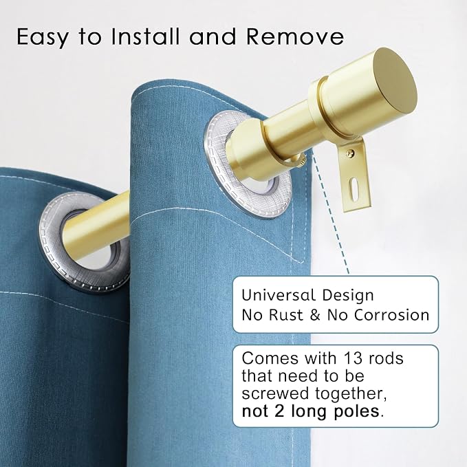 Byondeth Curtain Rods for Windows 16 to 200 Inches Adjustable Length 1 Inch - Image 2