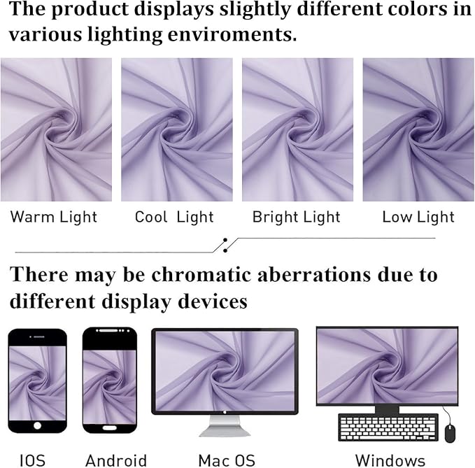 Lavender Sheer Curtains 90 Inches Long 2 Panels Set, Light Filtering Solid - Image 7