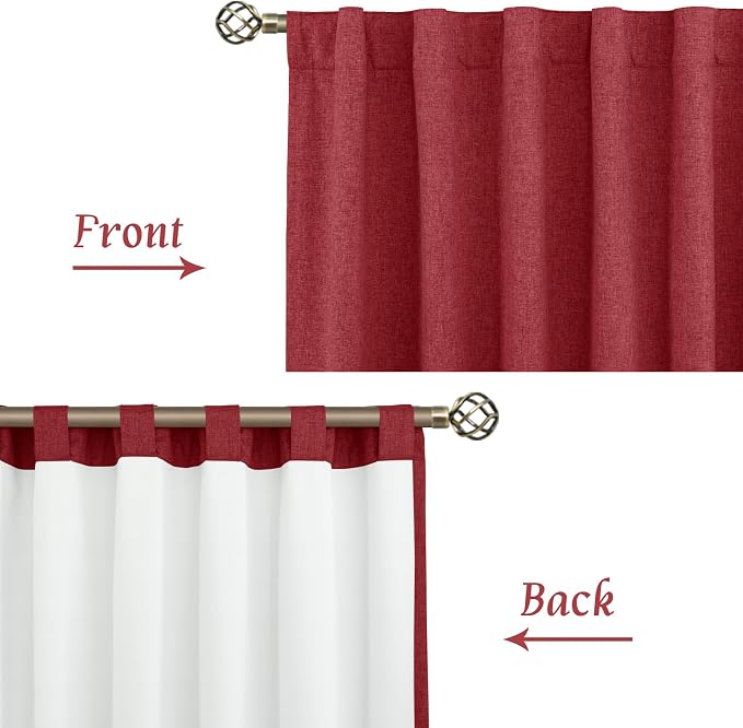 Red Linen Full Blackout Window Curtains - Image 8