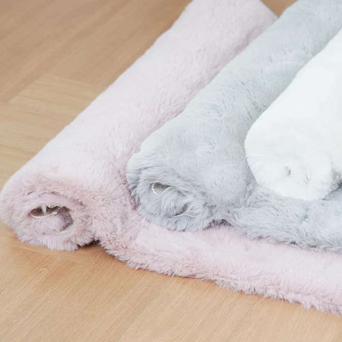 Ghouse Faux Rabbit Fur Round Rug 8ft Grey Round Rugs - Image 7