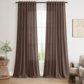 Cappuccino Linen Curtains for Living Room 105 Inches Long Light Filtering Semi by Nanspring