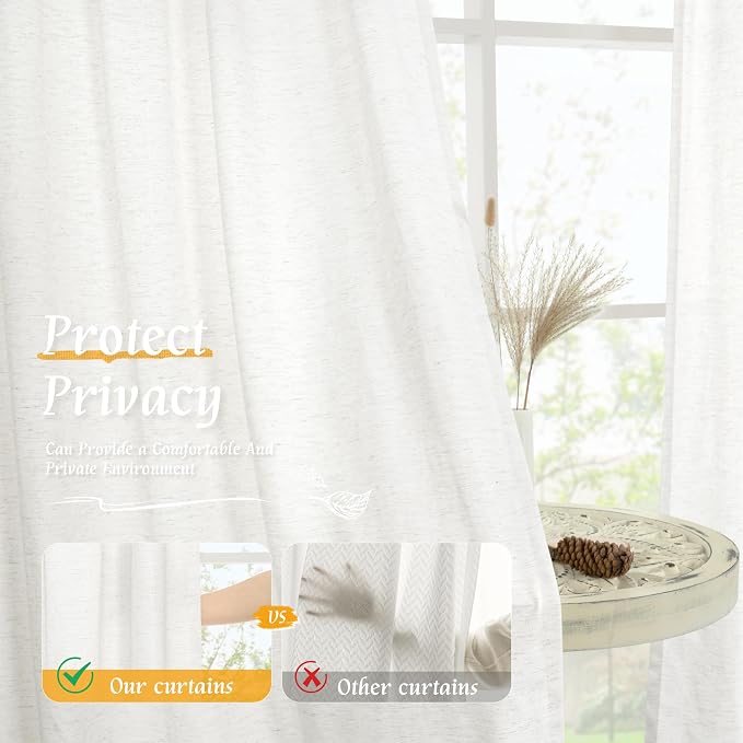 Natural Ivory White Linen Curtains - Image 5