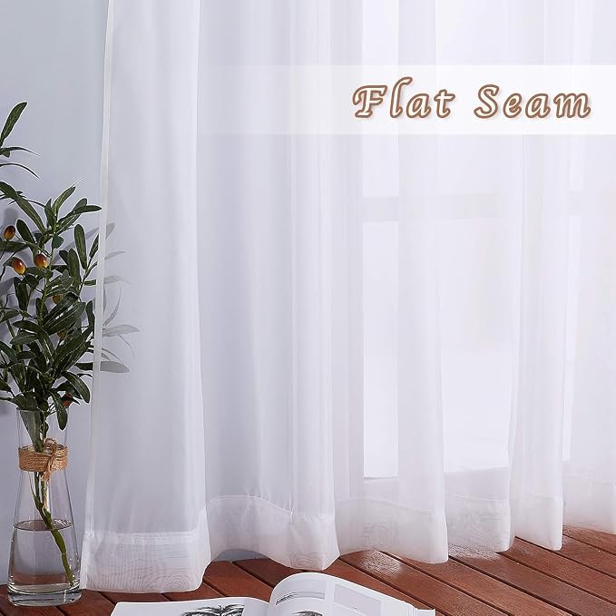 NICETOWN White Sheer 48 inch Curtains, Grommet Short Curtains Airy Voile - Image 5