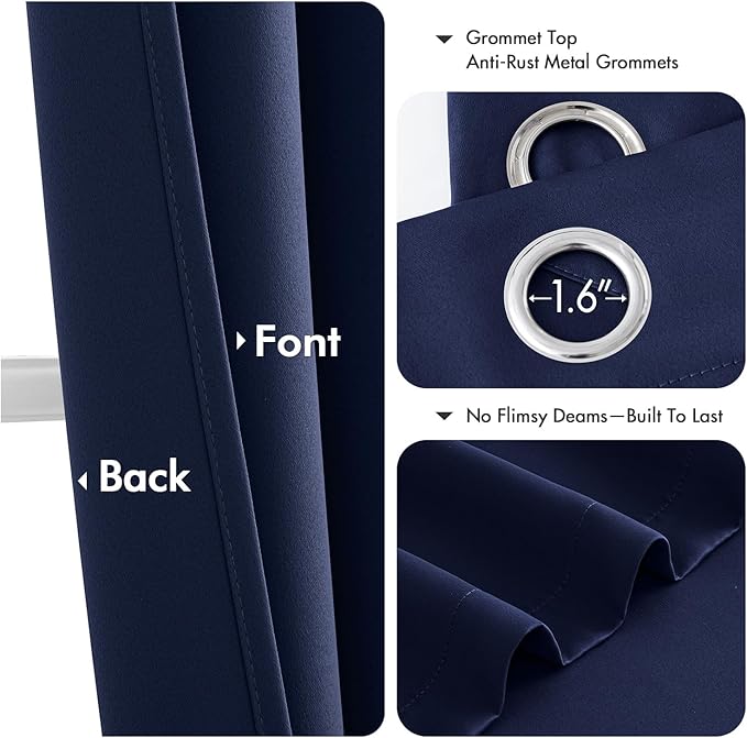 MIULEE Blackout Curtains for Bedroom 2 Panels 40 x 72 Inch Long Navy Blue | - Image 4