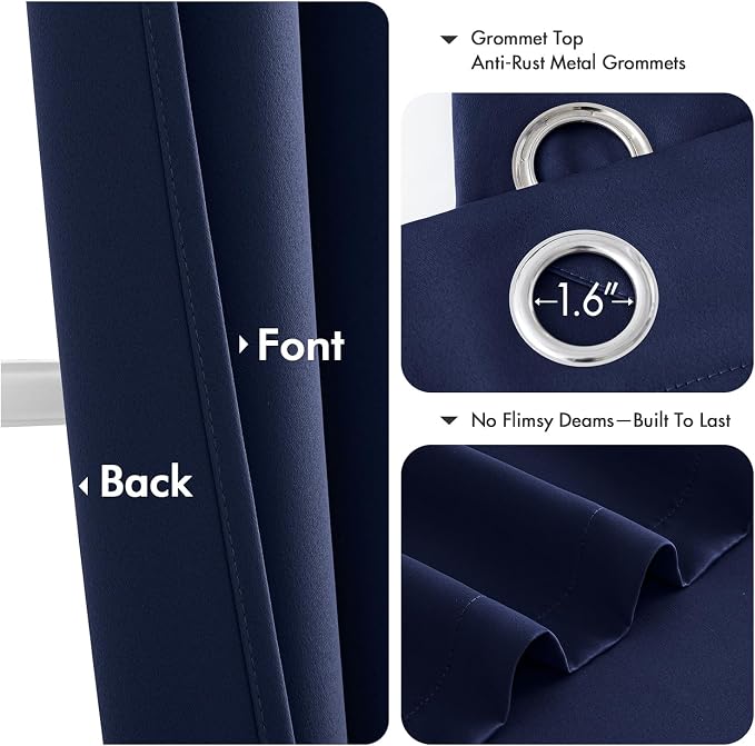 MIULEE Blackout Curtains for Bedroom 2 Panels 29 x 40 Inch Long Navy Blue | - Image 4