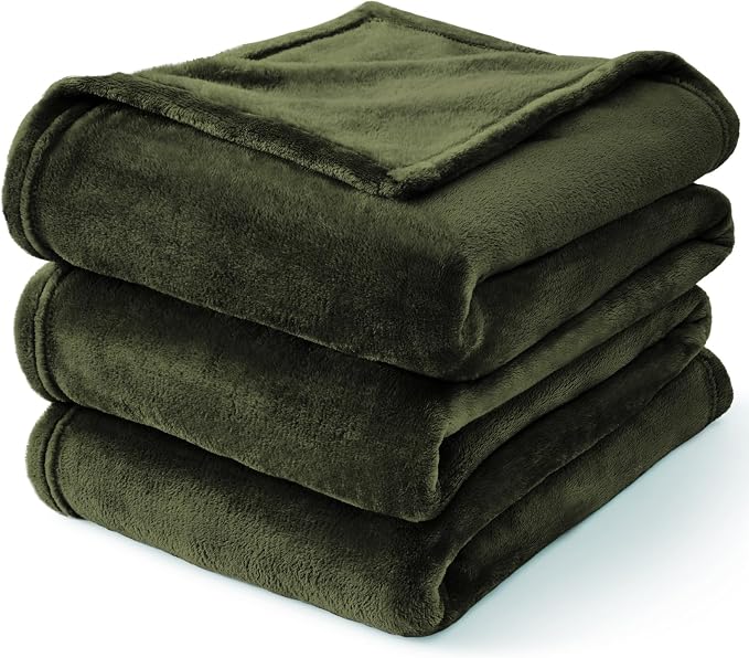 BEDELITE Fleece Blanket Twin Size Olive Green Throw Blankets - Image 8