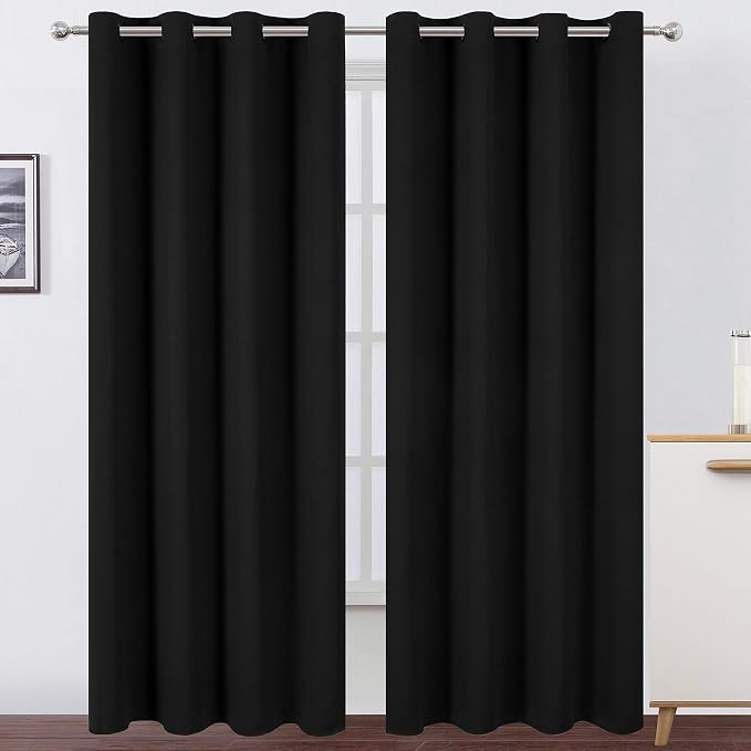 Blackout Curtains 52 x 108 inch/Black Curtains Set of 2 Panels/Thermal by Lemomo
