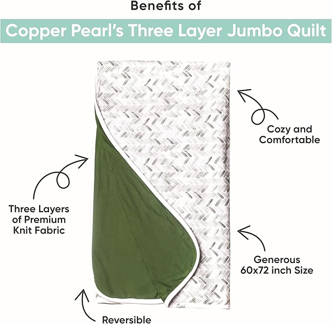 Copper Pearl Jumbo 3-Layer Baby Blanket: Soft Baby Quilts for Boys and Girls | Breathable, Cozy, Toddler Blanket | Baby Quilt for Newborns | 46x46 Premium Polyester/Rayon | Goosie
