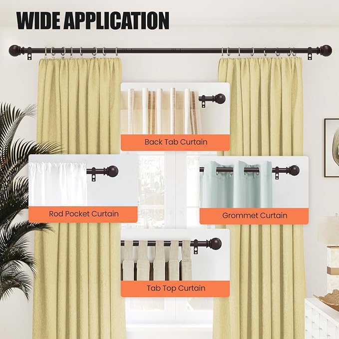 Curtain Rods for Windows 30 to 75 Inch, 5/8 Inch Heavy Duty Decorative Curtain - Image 7