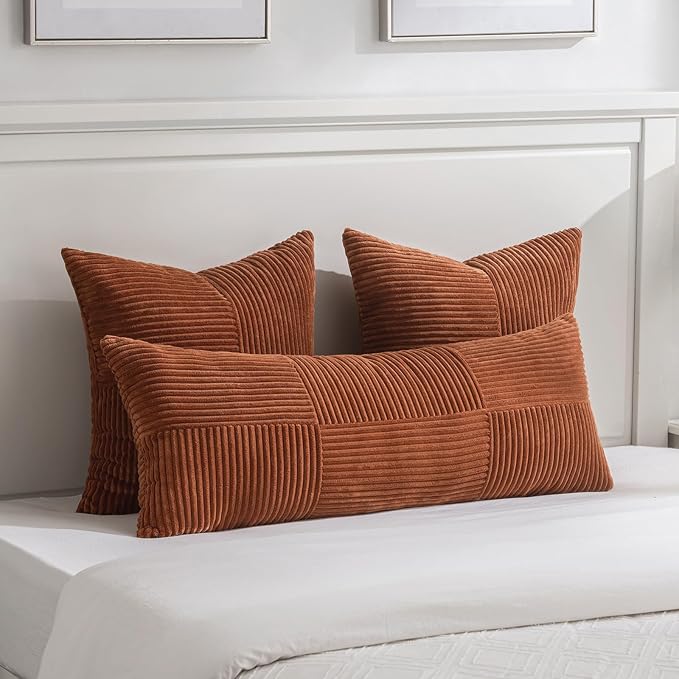 Fancy Homi 2 Packs Rust Boho Decorative Throw Pillow Covers 18x18 Inch - Image 5
