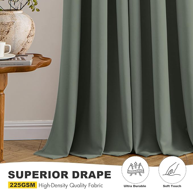 MIULEE Blackout Curtains for Bedroom 2 Panel 40 x 45 Inch Long Dark Mallard | - Image 5