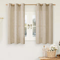 LAMIT Brown Sheer Linen Curtains 48 inches Length 2 Panels, Short Light by LAMIT