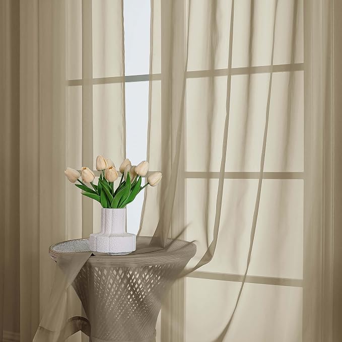 Sheer Taupe Curtains 108 Inches Long - Image 6