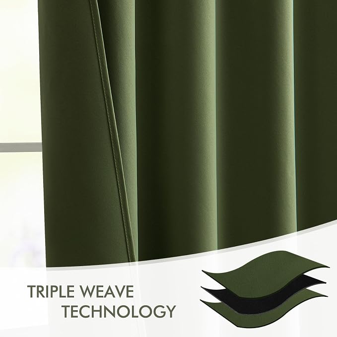 MIULEE Olive Green Back Tab Blackout Curtains 84 Inch Length 2 Panels Set - Image 7