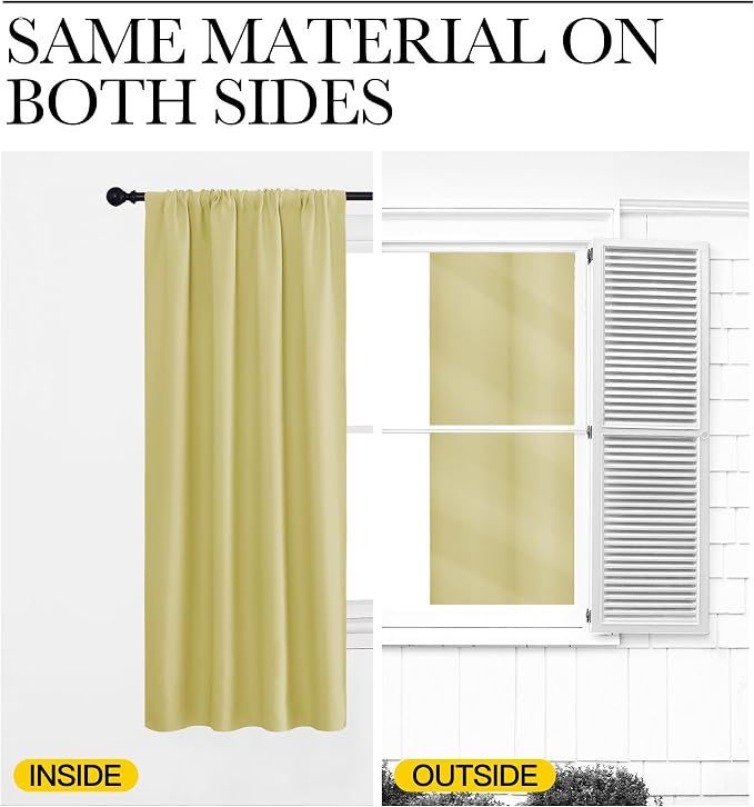 NICETOWN Kitchen Curtains, Short Blackout Drapes, Paler Yellow, Thermal - Image 5