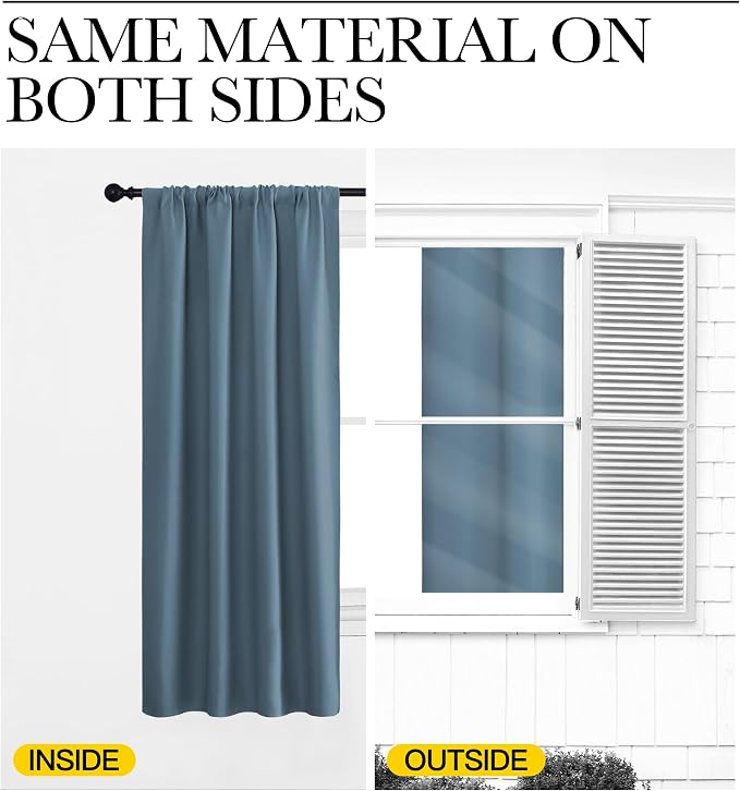 NICETOWN RV Blackout Curtains for Camper Windows, Smoky Blue, Kitchen Curtains - Image 6