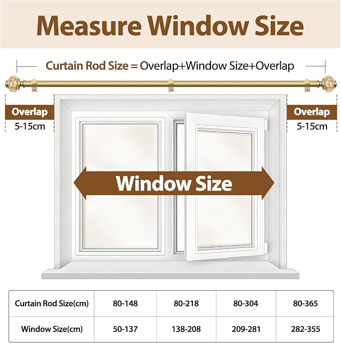 Curtain Rods for Windows 72 to 144 Inch, USFOOK 7/8 inch Luxury Gold Curtain - Image 7