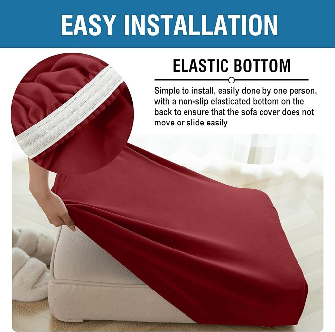Couch Cover Stretch Velvet Sofa Cushion Cover 1-Piece - Image 7