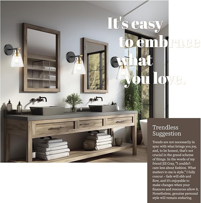 Hamilyeah Black and Gold Wall Sconces Set of 2, Bathroom Sconces Wall Lighting Fixture Indoor with Glass Shade, Mordern Black Wall Sconce Lighting for Kitchen, Hallway, Living Room