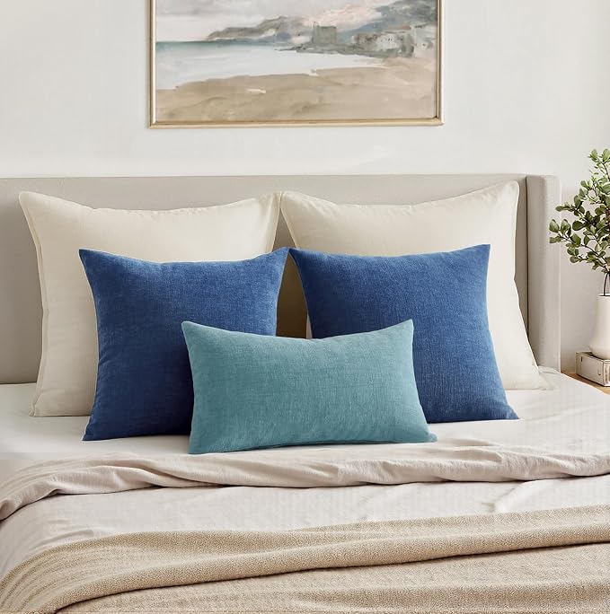 MIULEE Navy Blue Chenille Couch Throw Pillow Covers, 18x18 | Set of 2, Soft - Image 9