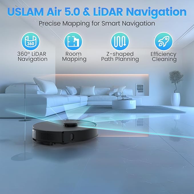 Robot Vacuum and Mop Combo, Self-Emptying, 60-Day Capacity, Schedule, 180mins Runtime, Home Mapping, Wi-Fi/App/Alexa/Remote, Robotic Vacuum Cleaner for Pet, Hard Floors, Carpet