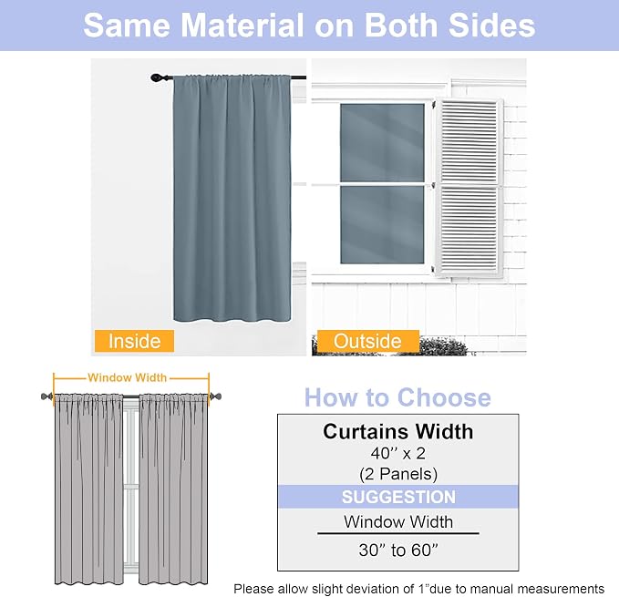 Simplebrand Ava Stone Blue Blackout Curtains, Privacy Thermal Insulated - Image 8