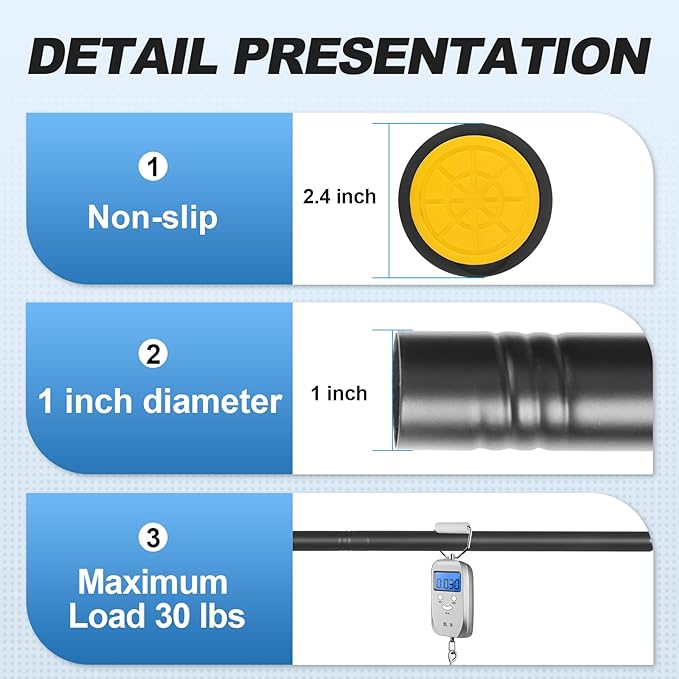 CorkLatta Black Shower Curtain Rod 31 to 104 Inch, 1 Inch Diameter Adjustable - Image 3