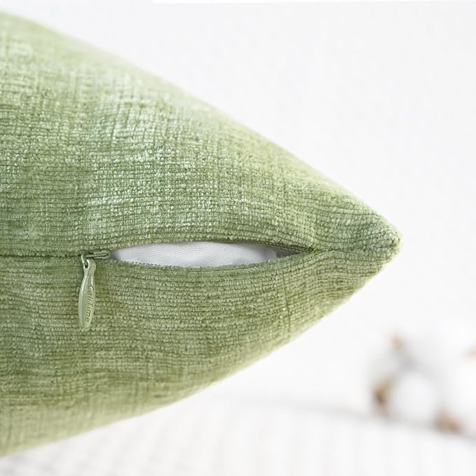 CaliTime Decorative Couch Throw Pillow Covers 16 X 16 Inches Sage Green | Pack - Image 3