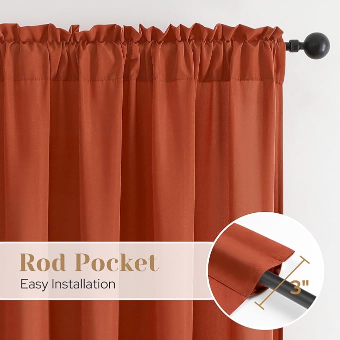 HOMEIDEAS Non-See-Through Fall Burnt Orange Privacy Sheer Curtains, 52 X 45 - Image 5