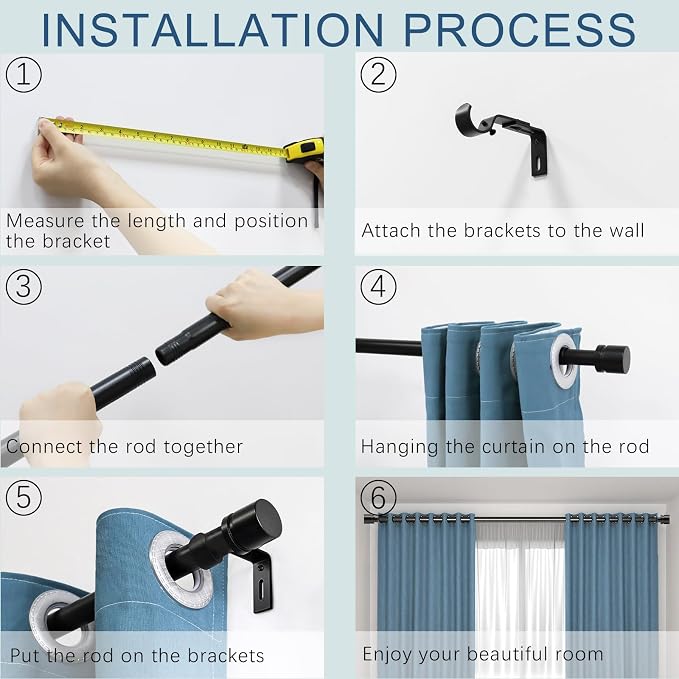 Byondeth Curtain Rods for Windows 16 to 144 Inches 2 Pack Adjustable Length 1 - Image 8