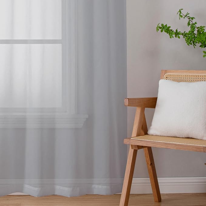 Chyhomenyc Light Grey Sheer Curtains 108 Inches Long - Image 2