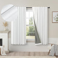 White Linen Complete Blackout Curtains 48 Inch Length by Pitalk
