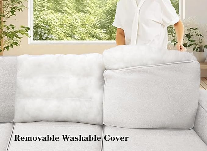 L Lengend Vansen Modular Sectional Sofa U Shaped Couch with Ottoman Modern Reversible Corner Sectional Couch for Living Room (Cream, U Shaped Sofa-4)