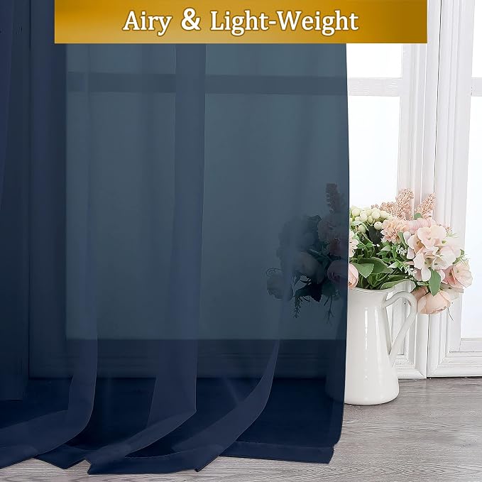 Aiyufeng Pure Sheer Window Curtains Inch 72 Length 2 PCS, Rod Pocket Voile - Image 6