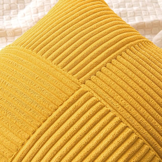 MIULEE Mustard Yellow Decorative Lumbar Throw Pillow Covers 12x20 Inch - Image 2
