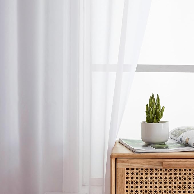 Aiyufeng Voile Sheer Window Curtains 120 inch Extra Long, Rod Pocket Elegant - Image 6