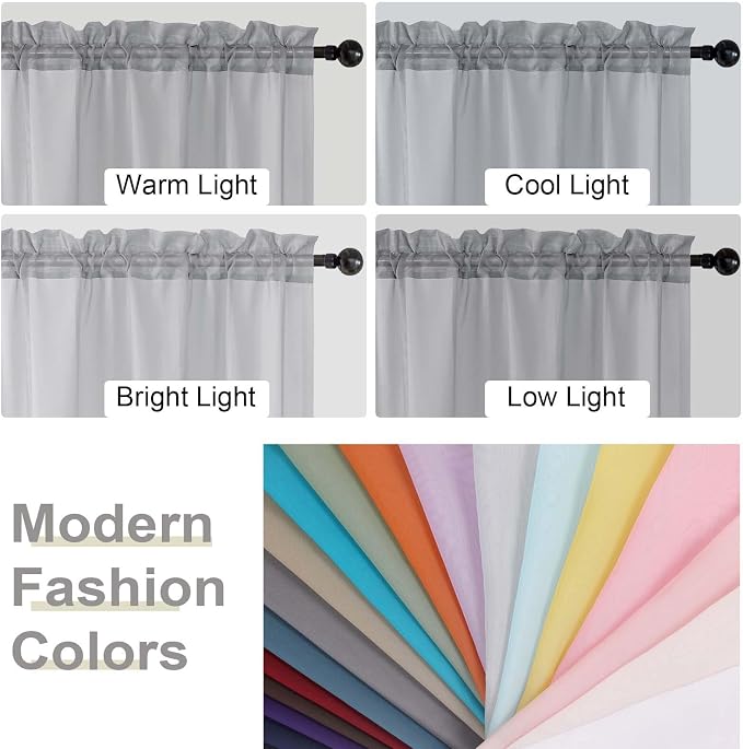 Light Grey Sheer Curtains 84 Inches Long 2 Panels, Soft Light Filtering Curtains - Image 7