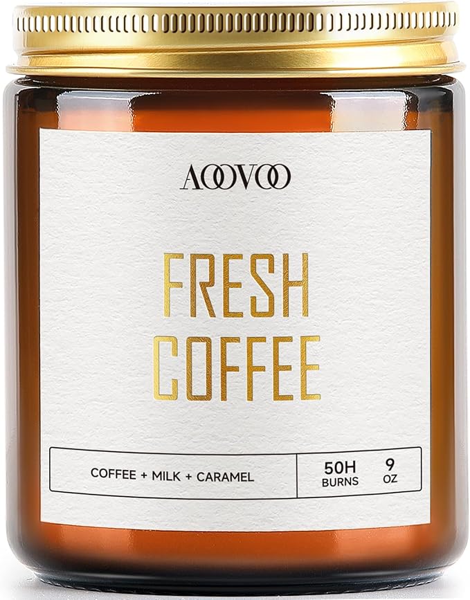 AOOVOO Fresh Coffee Candles - 9 oz Scented Candles, Aromatherapy Candle, Soy Candle for Home Scented
