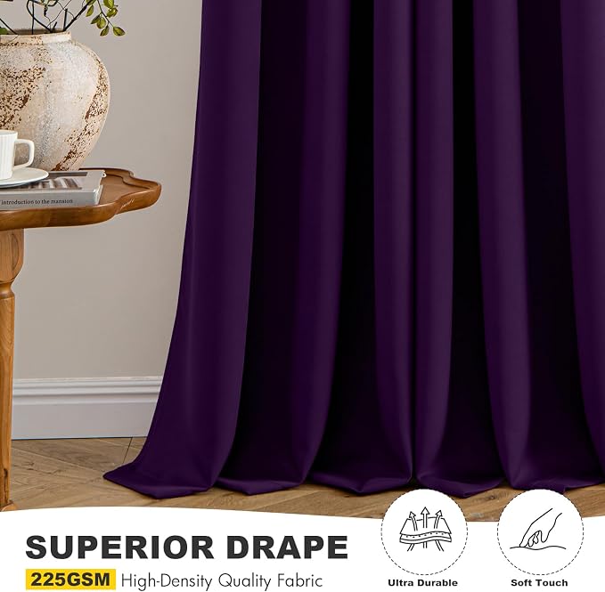 MIULEE Blackout Curtains for Bedroom 2 Panel 40 x 63 Inch Long Royal Purple | - Image 5