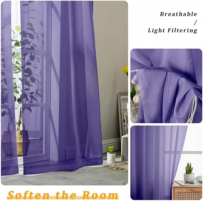 Gwine Extra Long Sheer Curtains 108 Inches Long - Image 5