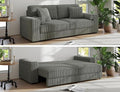 91-Inch Corduroy Pull Out Couch with Storage, Convertible Queen Sleeper Sofa with Pull Out Bed, Hide a Bed Couches for Bedroom, Guest Room, Apartment, Small Places, RV (Grey)
