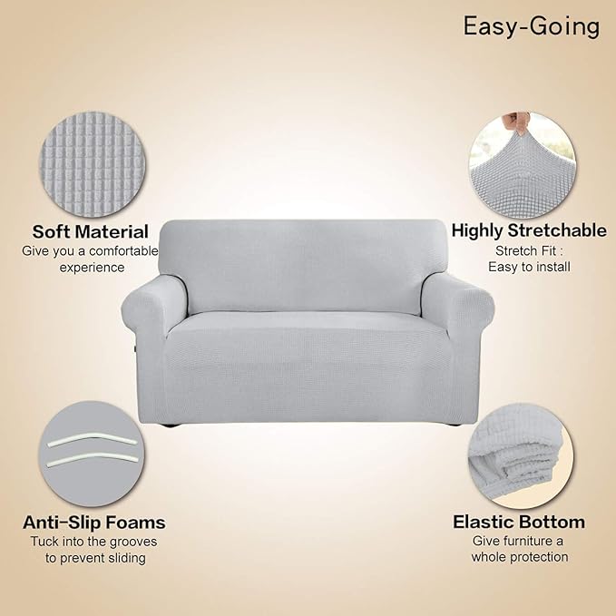 Easy-Going Stretch 4 Seater Oversized Sofa Couch Cover Silver Gray | 1-Piece - Image 4