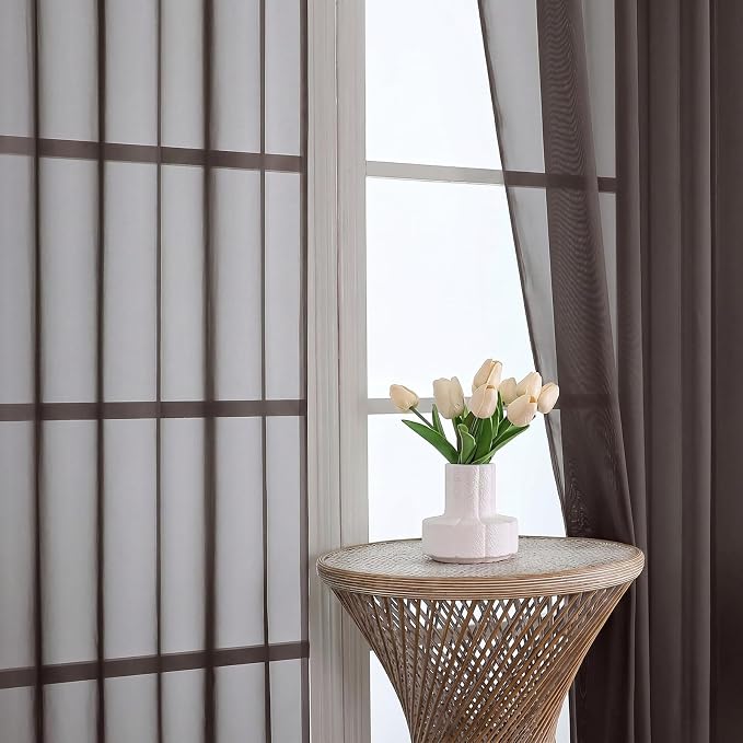 Chocolate Sheer Curtains 120 Inches Long 2 Panels Set, 59 Inch Extra Wide Soft - Image 3