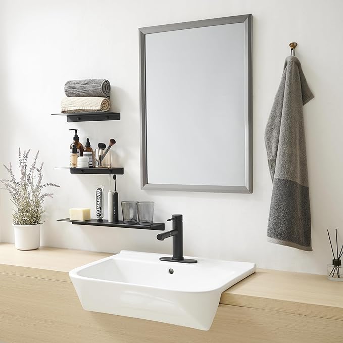 JOOM Metal Wall Floating Shelf - Metal Wall Shelf, Floating Shelf, Bathroom Shelf, Display Shelves for Storage (Black, 8 Inch)