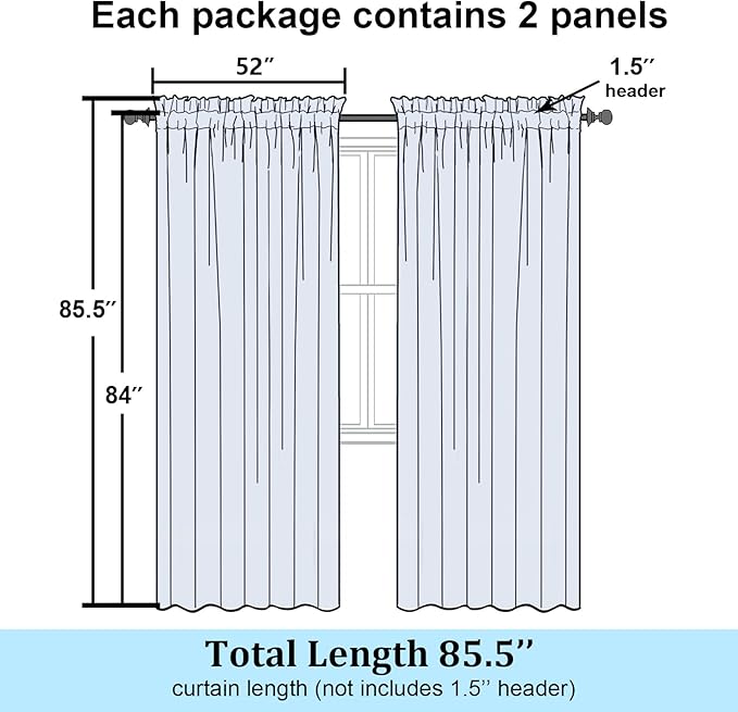 Simplebrand Semi Sheer Gold Curtains 84 Inches Long 2 Panels, Light Filtering - Image 2